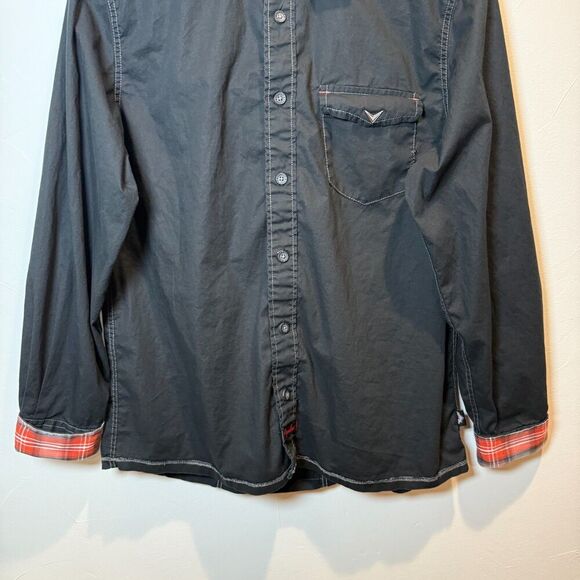 Fender Black Button Up Reversible Cuff Men's Shirt Medium Rock and Roll Religion - Picture 4 of 16